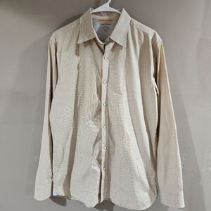 Banana Republic Slim Fit Dress Shirt Striped Pearl Snap Button Sz M 100% Cotton
